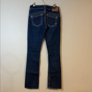 1921 Y2K low-rise dark blue wash jeans straight leg white stitching